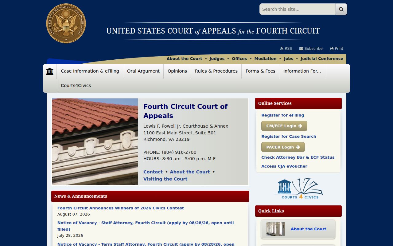 Jones County court docket reference for Fourth Circuit federal appellate records