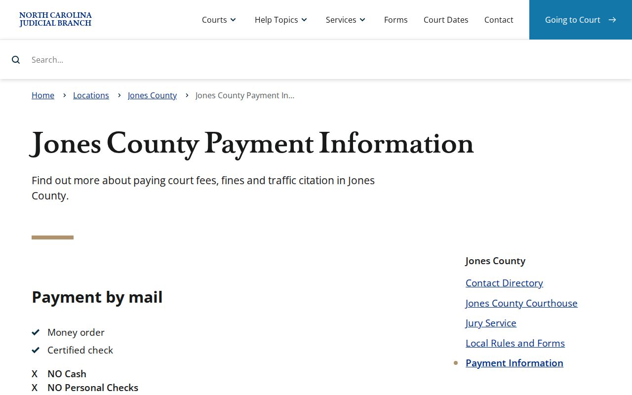 Jones County traffic court records eligible citation payment information
