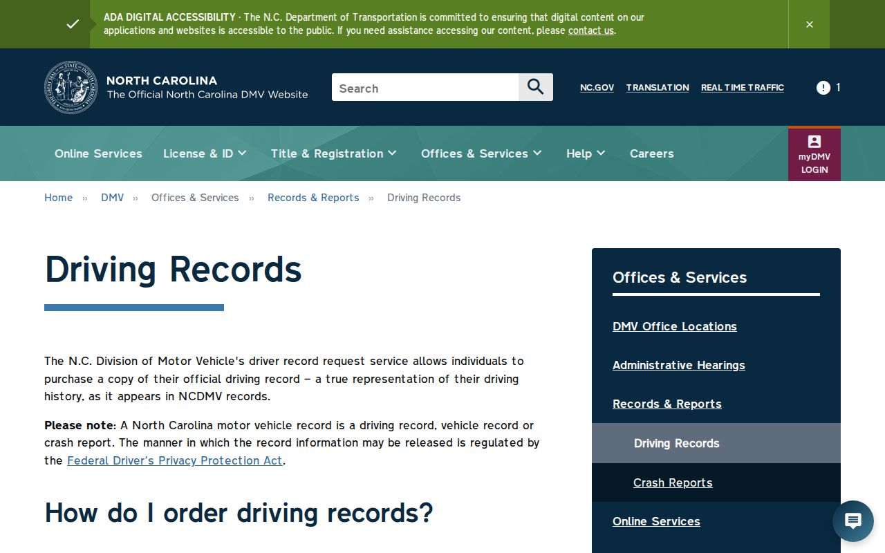 Jones County traffic court records and separate NCDMV records process